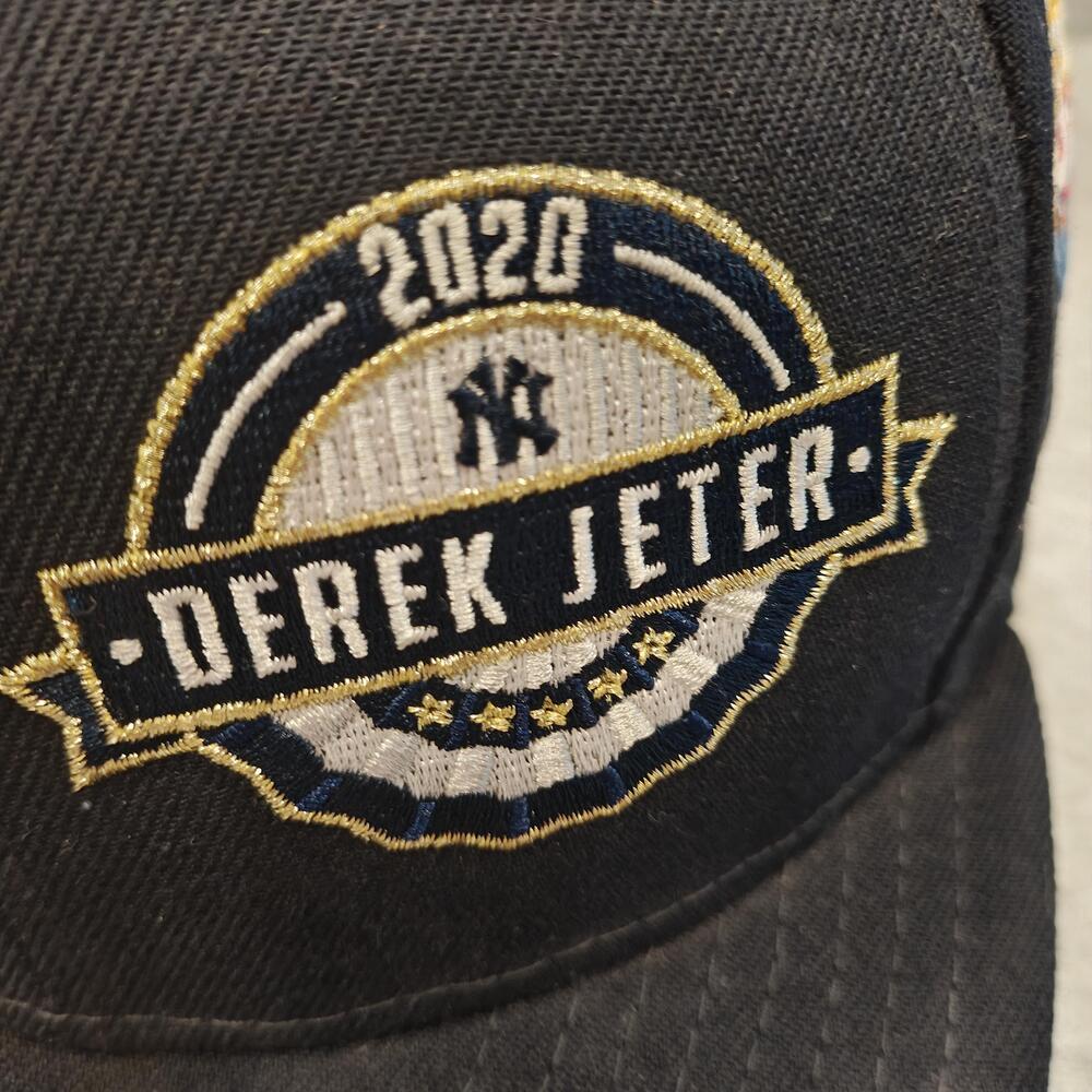 New York Yankees Derek Jeter Hat Cap Fitted Mens 7 1/2 MLB World Series New Era - Picture 3 of 12